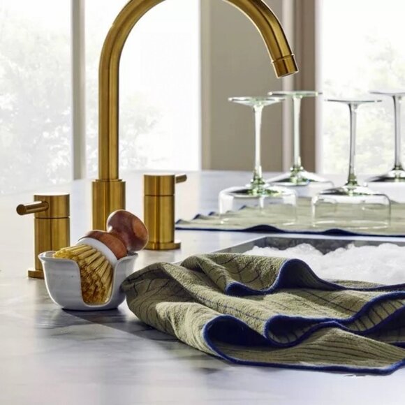 Hearth & Hand Magnolia Stoneware Sink Caddy and Wood Handle Nylon Scrub Brush - Picture 2 of 5